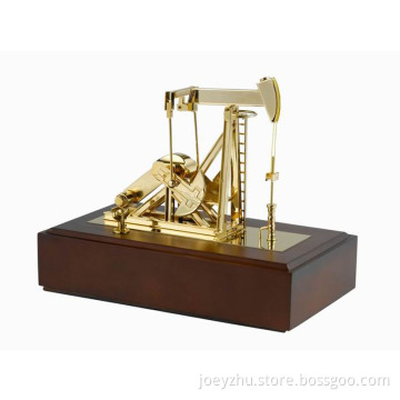 Diecast Zinc Alloy, Wood & Acrylic Plastic Oil Pumping Unit Model with Music Box